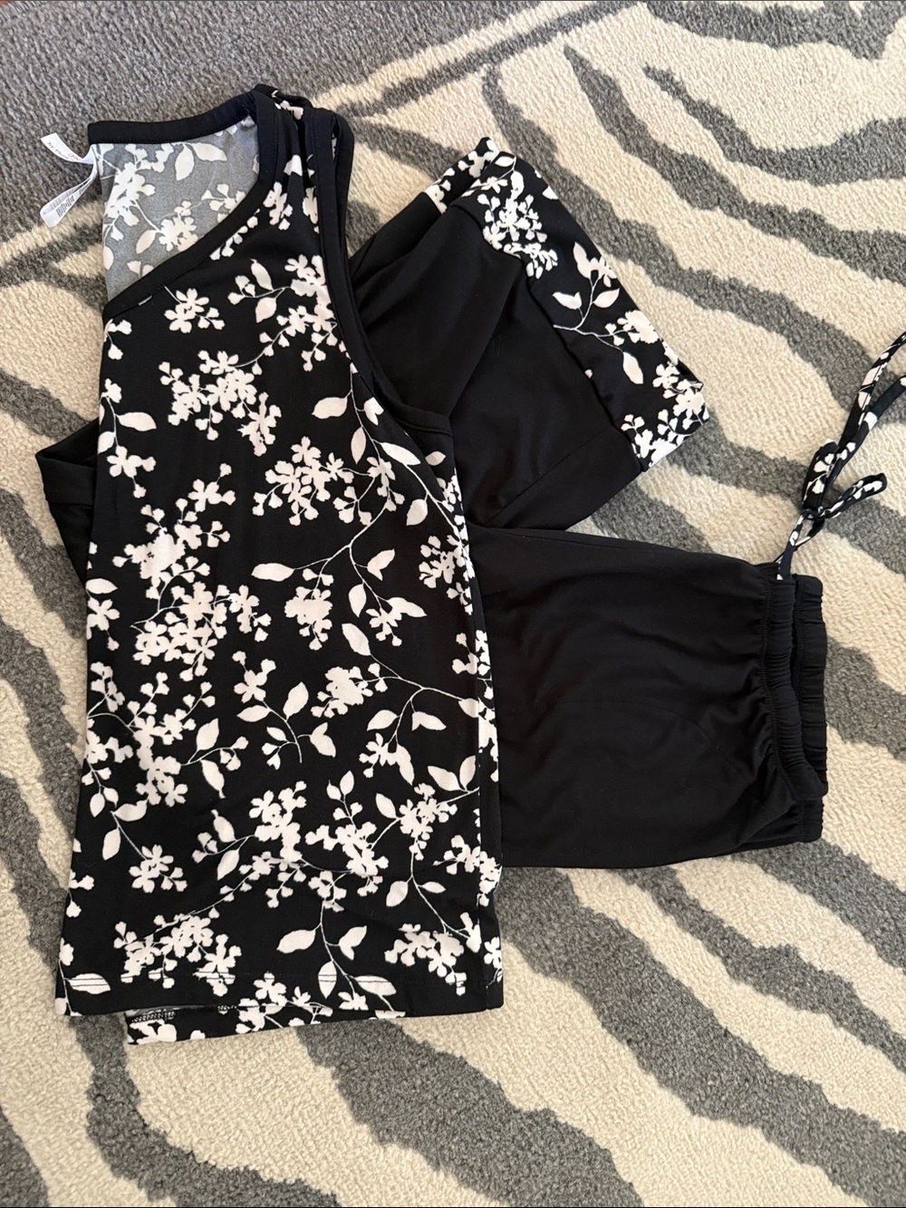 Flora Nikrooz Black and White Floral Pajama Set